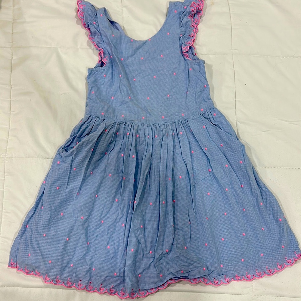 Size 8-9(M) girl’s dress. Pinstripes blue and pink color.